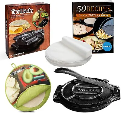 Tortillada Premium Cast Iron Tortilla Press 16-25cm Flat Bread Roti Dumplings • $75
