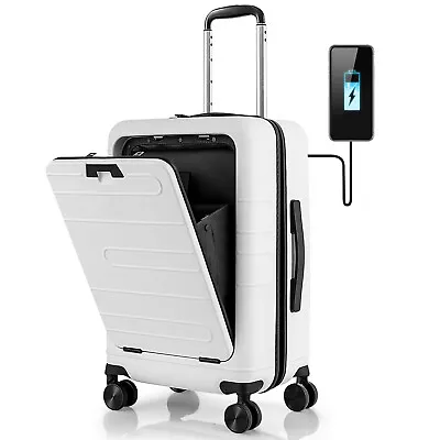 $95.95 • Buy 20  Carry-on Luggage PC Hardside Suitcase TSA Lock W/ USB Port & Front Pocket