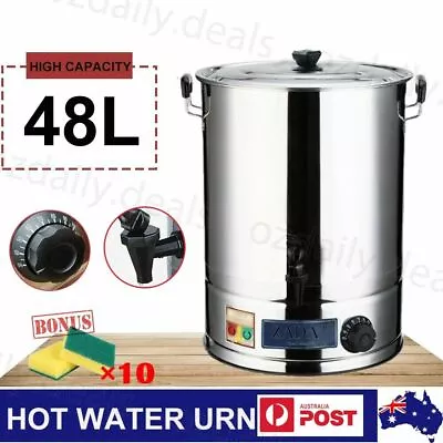 48L Commercial Boiler Tea Kettle Stainless Steel Hot Water Urn Concealed Element • $115.99