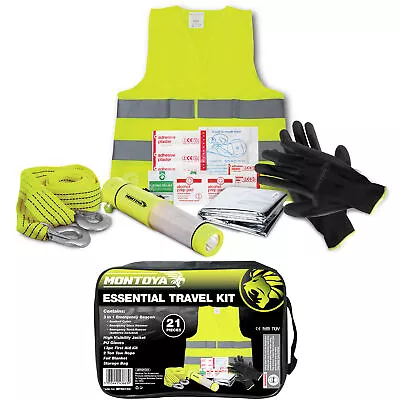 £9.99 • Buy First Aid Car Travel Kit|Torch|Gloves|Tow Rope|High-Vis|Plasters|Foil Blanket
