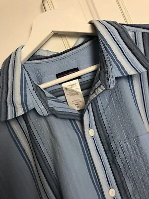 Patagonia Striped Button Down Shirt Size XL Blue Short Sleeve Cheesecloth Pocket • $25.25