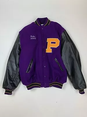 Vintage 2000 Neff Varsity Bomber Jacket Sz 2XL Wool Leather School 90s Letterman • $29.97