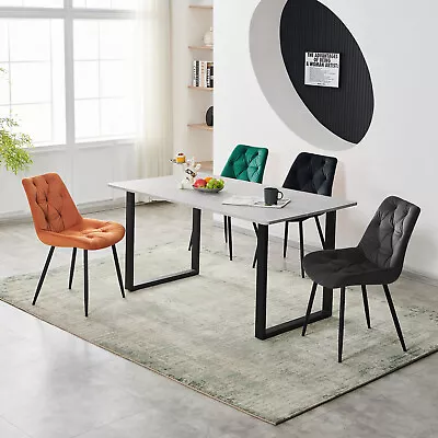 Dining Chairs 2/4/6pcs Modern Velvet Padded Seat Sturdy Metal Legs Office/Cafe • £239.99