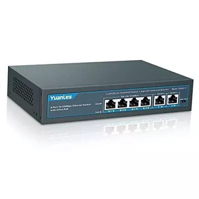  4 Port PoE Switch With 2 Ethernet Uplink 4 Port PoE+ 6 Port | 4*PoE+ (78w) • $44.20