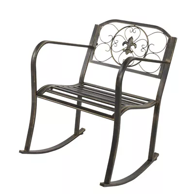 Metal Vintage Rocking Chair Outdoor Garden Patio Rocker Leisure Seating Bronze • $69.98