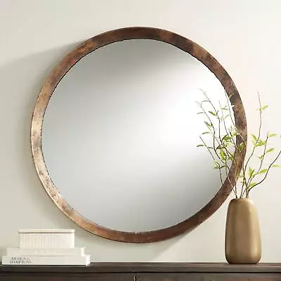 Tortin Round Vanity Wall Mirror Industrial Jagged Frame 34  Wide For Bathroom • $249.95