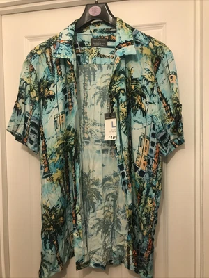 £9.99 • Buy New Mens Short Sleeve Tropical Print Holiday Shirt Size Large