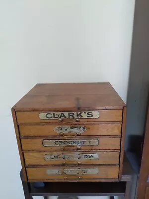 VTG 5- DRAWER Antique C.1900 Clark's Spool Cabinet General Store Display Chest • $399.99