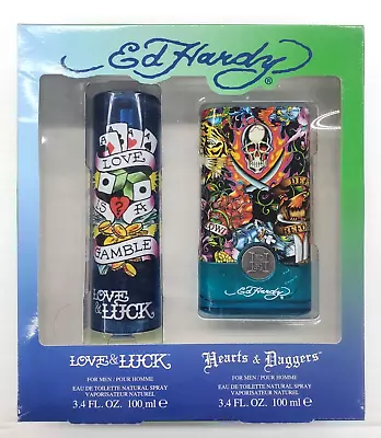 Ed Hardy Love & Luck 3.4oz EDT Spray + Ed Hardy Hearts & Daggers 3.4oz EDT Spray • $42.83