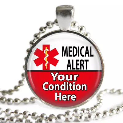 Personalized Medical Alert Necklace Your Medical Condition Handmade With Chain • $16.95