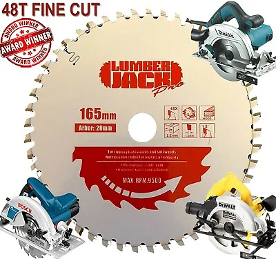 Pro 165mm TCT Saw Blade 48 Tooth For Dewalt Makita Bosch Circular & Plunge Saws  • £15.99