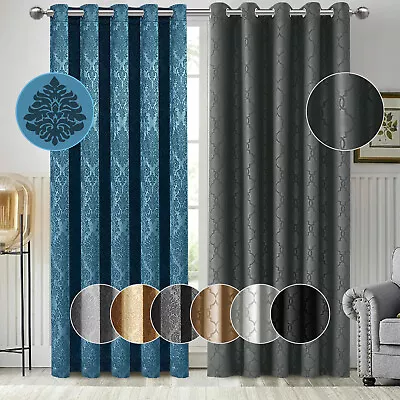 £14.99 • Buy Thermal Blackout Curtain Ready Made Eyelet Ring Top Pair Curtains + Tie Backs