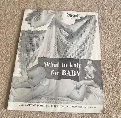 Original Vintage 1950s/60s Greenock Knitting  Book For Baby To 6m- 12 Patterns. • £2.49