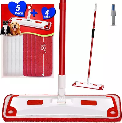 Microfiber Floor Mop For Floor Cleaning 4 Washable Reusable Pads And 5 Disposab • $14.57