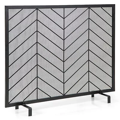 38x31in Single Panel Fireplace Screen Solid Wrought Iron Mesh Fire Spark Guard • $59