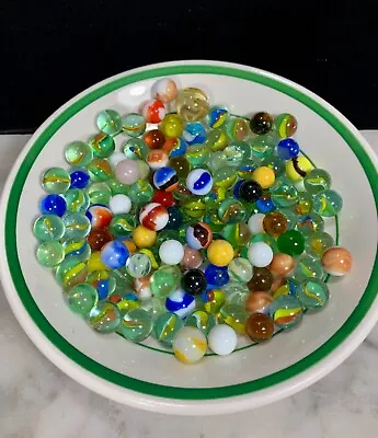 Vintage Mixed Lot Glass Toy Marbles 100+ Estate Sale Find 1.5 Pound • $21