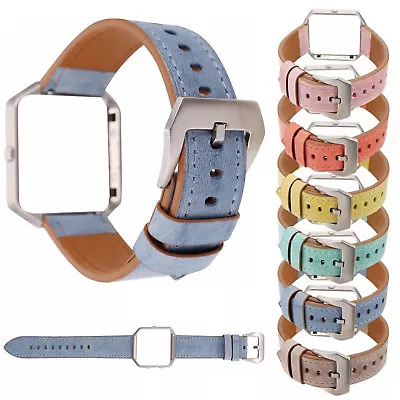 $19.18 • Buy Metal Frame Cover Colorful Leather Belt Watch Band For Fitbit Blaze Wrist Strap