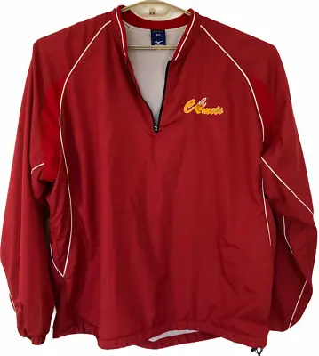 Vintage Mizuno XXL Warm Up Jacket Pullover Rain Red Embroidered Comets Logo  • $46.89