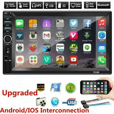 7  Double 2 DIN Car Radio Stereo Bluetooth FM USB TF AUX IOS/Android MP5 Player • £22.99