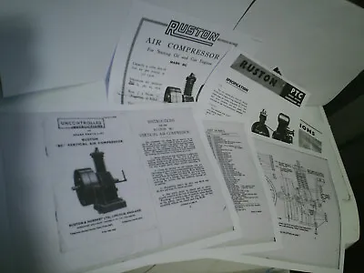 £5 • Buy Ruston & Hornsby BC Air Compressor Instruction & Spare Parts Manual Photocopy