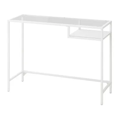 IKEA VITTSJÖ Laptop Table 100cm X 36cm White/glass. Writing Desk • £75.89