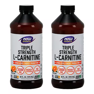 2 X NOW Sports L Carnitine Liquid Triple Strength 3000 Mg Citrus 16 Oz • $52.07