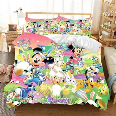 Mickey Mouse Is Chasing Playing 3D Quilt Duvet Doona Cover Set Pillow Case Print • $58