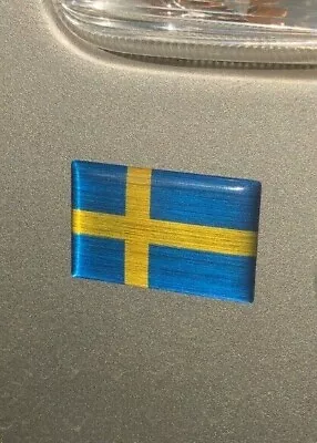 Fits VOLVO SAAB 1.5 X 1 ” Swedish Flag Soft Chrome Badge Decal Sweden Reflective • $5