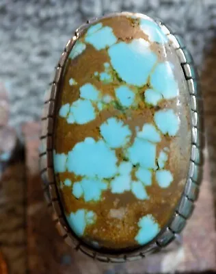 New Mens Ring Sterling Silver #8 Nevada Turquoise Navajo Trevor Jack Size 10 3/4 • $219.77