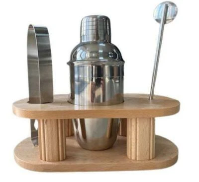 3 Piece Cocktail Shaker Maker Set With Stand Mixer Bar Stainless Steel Drinks  • £8.99