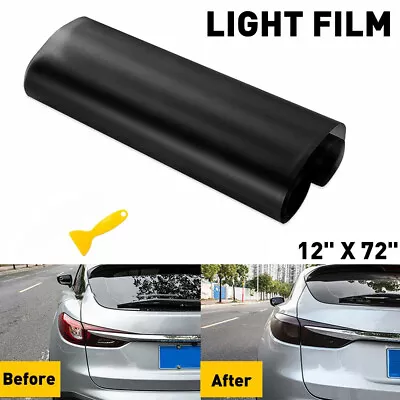 12 In X 72 In Car Headlight Taillight Vinyl Wrap Film Fog Tint Light Matte Black • $9.99