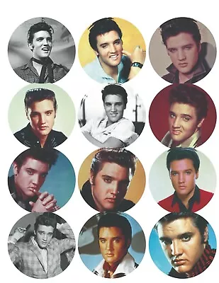 Elvis  The King  Solo Image 2.5  CIrcle Stickers Party Favors  - 24pcs • $10.99