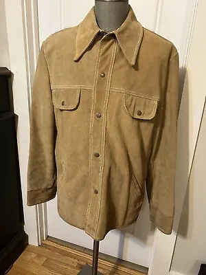 Rare Vtg 70s Sears The Leather Shop Brown Suede Jacket Size 44 Needs Cleaning • $40.50