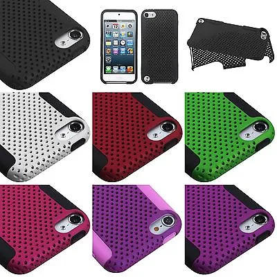 IPod Touch 5th 6th 7th Gen - HARD&SOFT Rubber Hybrid Mesh Dual Layer Case Cover • $7.61