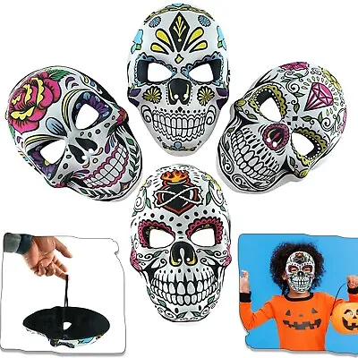 Day Of The Dead Face Mask Mexican Sugar Skull Halloween Fancy Dress Costume UK • £6.29