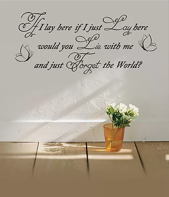 Vinyl Wall LARGE IF I LAY HERE SNOW PATROL Art Quote Wall Sticker Decal Heart  • £11.99