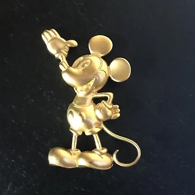 Vintage Disney Mickey Mouse Standing Waving Hand On Hip Gold Tone Brooch Napier • $30