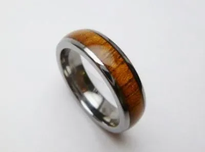 Hawaiian Men's Koa Wood Setting Tungsten Wedding Ring Band 6mm Ring  #37102-1 • $19.99