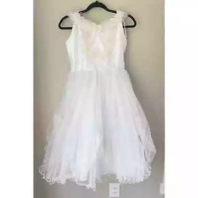 Vintage White Tulle Dress Sz 8 Princess Pageant Bridesmaid Wedding Flower Girl • $29.99