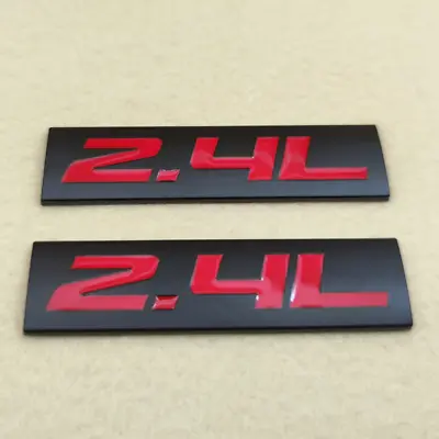 2Pcs Metal Black & Red 2.4L Car Logo Emblem Raer Trunk Badge 3D Sticker Decal • $9.99