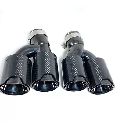 1 Pair Dual Exhaust Tip Carbon Fiber M Tailpipe For BMW 525i 528i 530i G30 G31 • $215