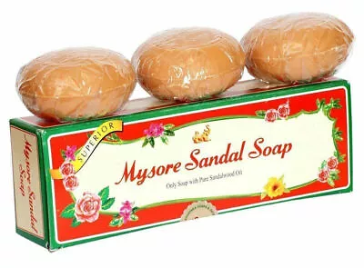 3 X Mysore Sandal Soap With Pure Sandalwood Oil 75gm Each UK • $17.27