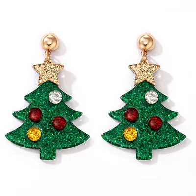 Ethnic Style Exaggerated Christmas Tree Inlaid With Diamond Resin Star Earrings • $9.98