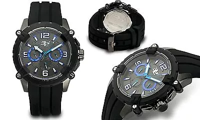 NEW 32 Degrees 0032M-GRYBLU Mens Alpine Watch Rubber Strap Grey Dial Blue Accent • $39.85