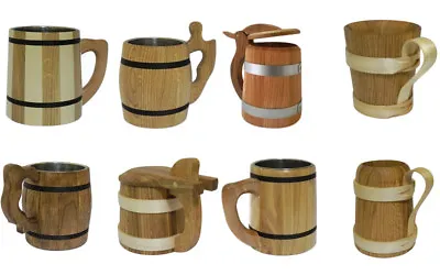 Wooden Oak Beer Mug Cup Tankard Mane In EU Very Solid Father's Day 1 Pint • £20.49