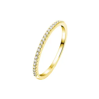 Sterling Silver Half Eternity 1mm Pave CZ Crystal Stacking Ring 3 Tones • £10.08