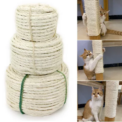 Cat Scratching Post Replacement Spare Natural Sisal Rope Cat Tree Post 6mm 8mm  • £9.59