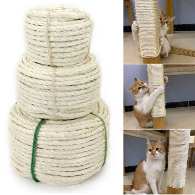 Cat Scratching Post Replacement Spare Natural Sisal Rope Cat Tree Post 6mm 8mm  • £9.59