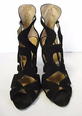 Zara Basic Sandals Suede Shoes Size 38 Black Buckle Open Toe  • $31.83