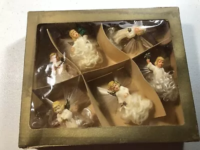 Vintage Angel Ornaments West Germany With Box Spun Glass Wings Angel Hair Clouds • $49.99